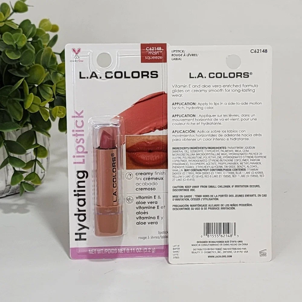 L.A. Colors Hydrating Lipstick Main Squeeze Creamy Finish C62148 - Lot of 2